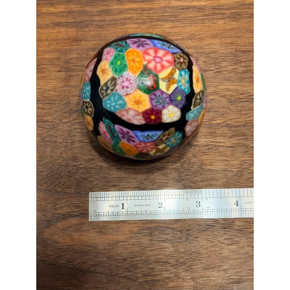 Vintage Shanghai Pacific Egg Candle | Millefiori Floral Sculptural Home Decor